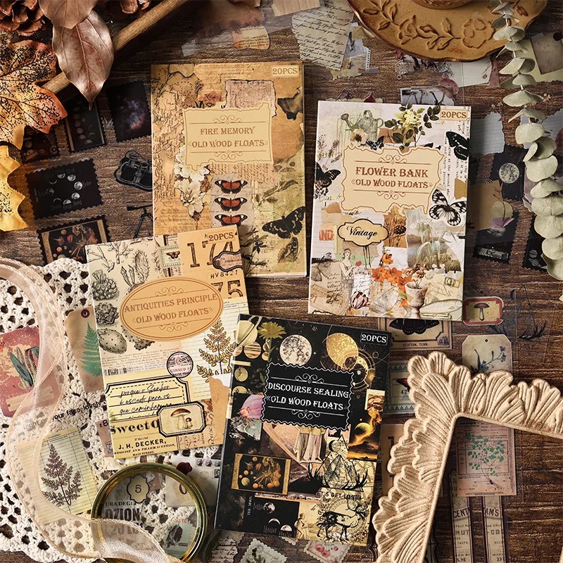 Vintage Collectible Books - 20 feuilles de stickers vintage découpés,