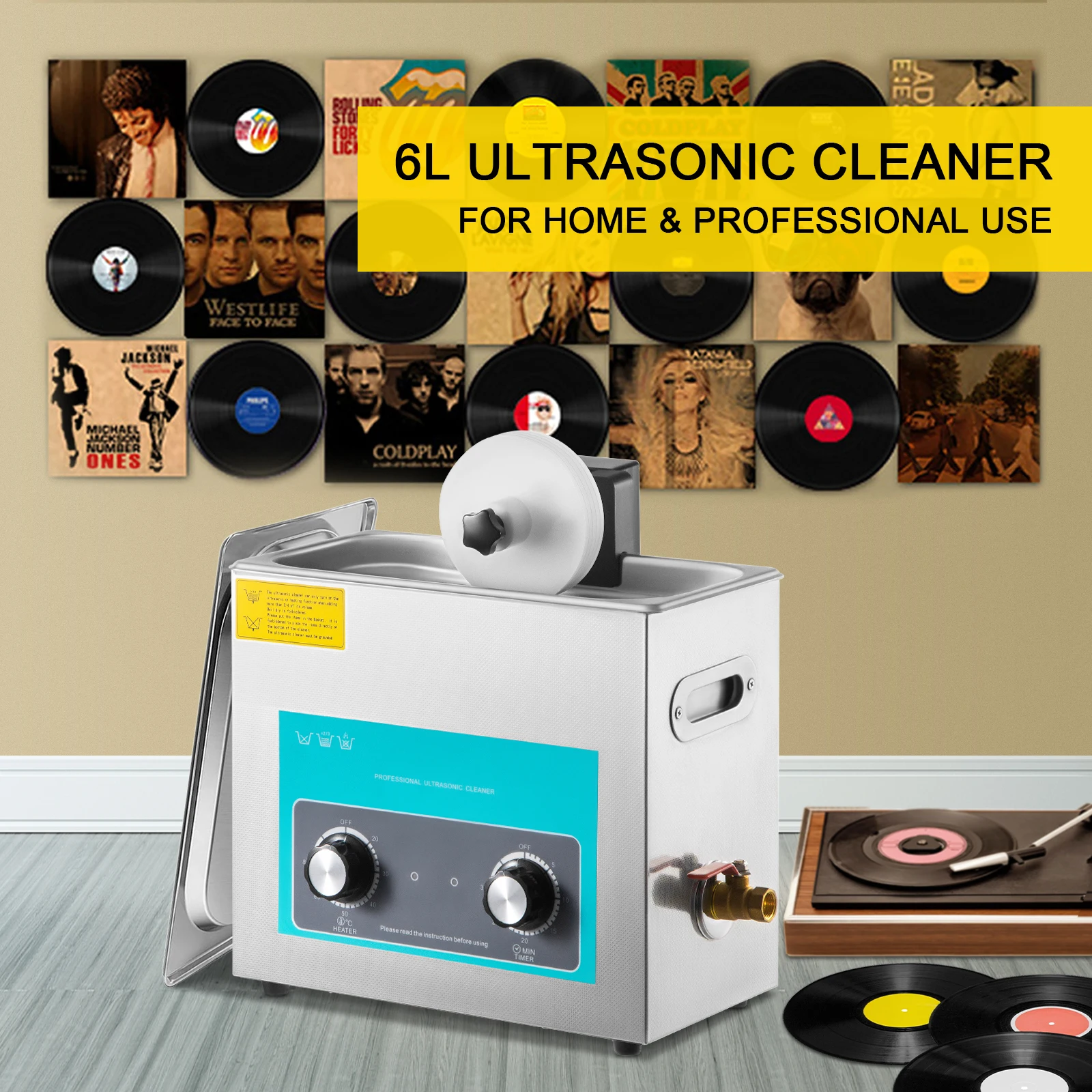 Vinyl Record Cleaner - Nettoyeur à ultrasons SIHAO 6L pour