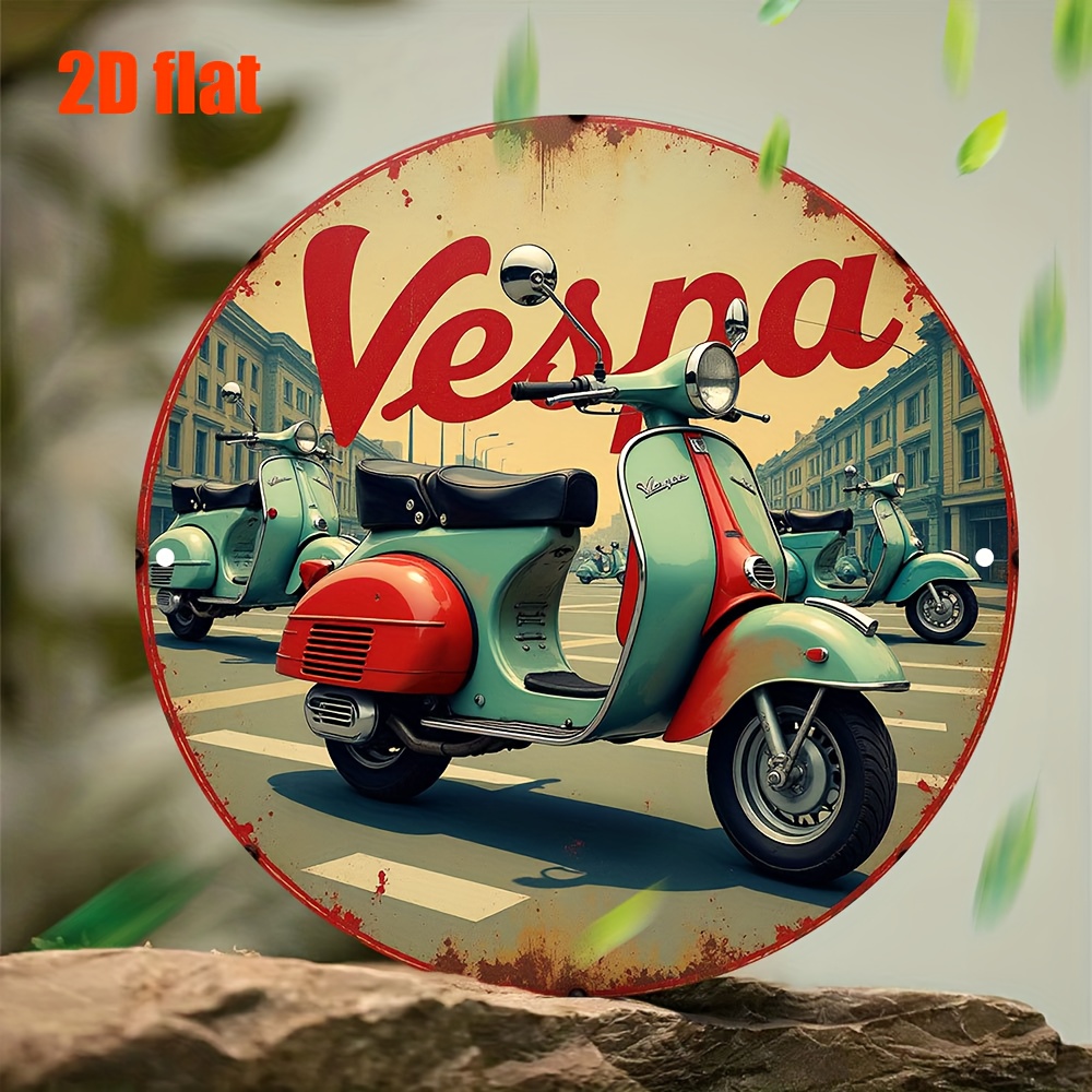 Vintage Collectible Plates - Art mural en métal pour scooter